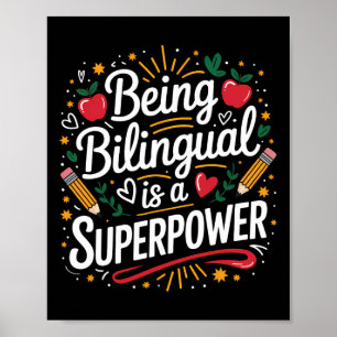Poster Être Bilingue Est Mon Superpouvoir Enseignant Esl 