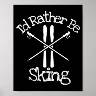 Poster Être en ski alpin descente nordique bâtons skieur