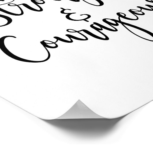 Poster Être forte et courageuse écriture Imprimer (Coin)