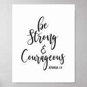 Poster Être forte et courageuse écriture Imprimer (Devant)