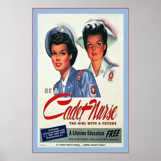 Poster Être infirmière de cadet ~ infirmière Vintage (Devant)