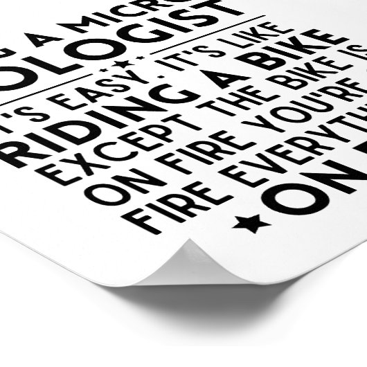 Poster Être Microbiologiste C'est facile c'est comme roul (Coin)