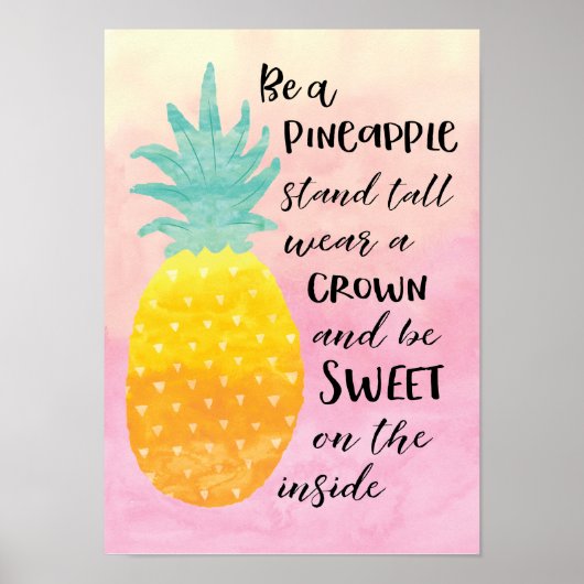 Poster Être un ananas Inspirationnel Aquarelle Typographi (Devant)