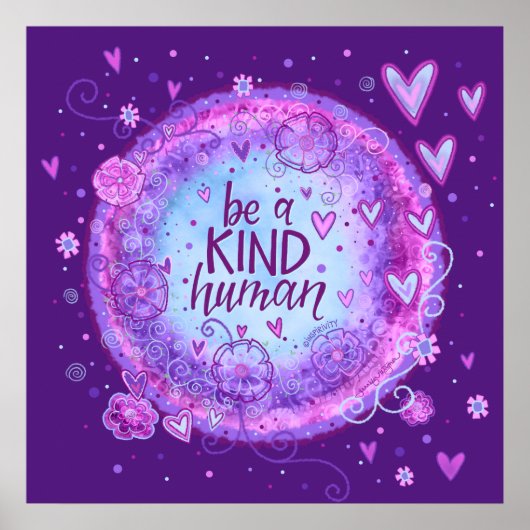 Poster Être un Quote Humain Type Purple Inspirivity (Devant)