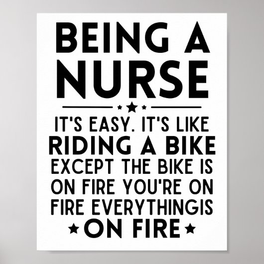 Poster Être une infirmière C'est facile c'est comme roule (Devant)