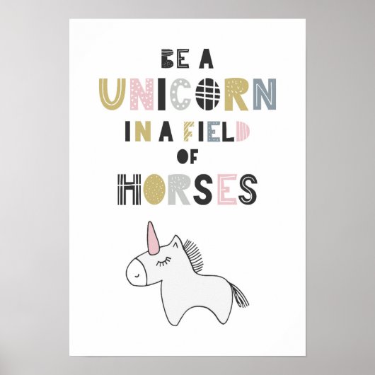 Poster Être Unicorne Dans Un Champ De Chevaux (Devant)