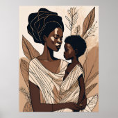 Poster Étreinte élégante d'une mère et d'un fils afro (Devant)