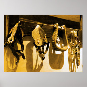 Poster Étriers occidentaux de cheval de cowboy et art en