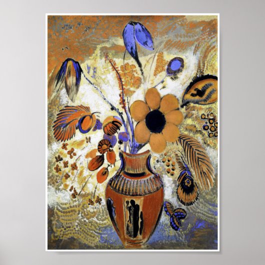 Poster Etruscan vase with Flowers, Redon (Devant)
