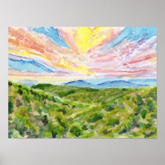Poster Étude 1 du coucher de soleil Blue Ridge (Devant)