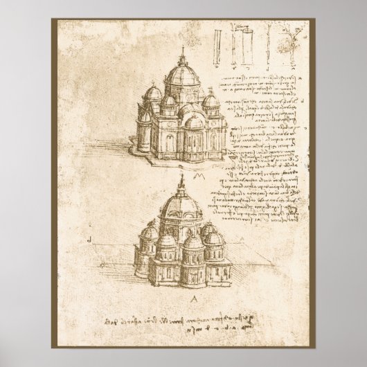 Poster Étude de cathédrale architecturale de Léonard de V (Devant)