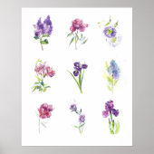 Poster Étude de fleurs printanières en aquarelle pour mur (Devant)