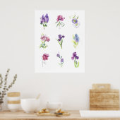 Poster Étude de fleurs printanières en aquarelle pour mur (Cuisine)