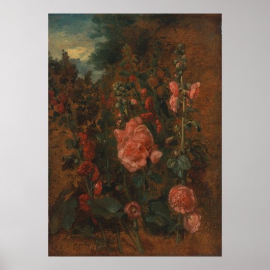 Poster Étude de Hollyhocks - John Constable (Devant)