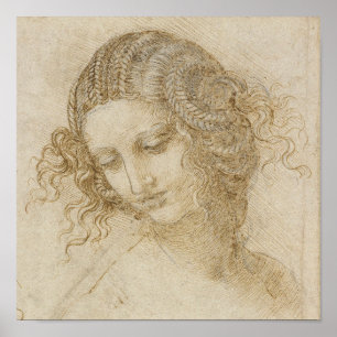 Poster Étude de Léonard de Vinci pour la tête de Léda