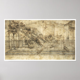 Poster Étude de perspective "Adoration de Magi", Da Vinci