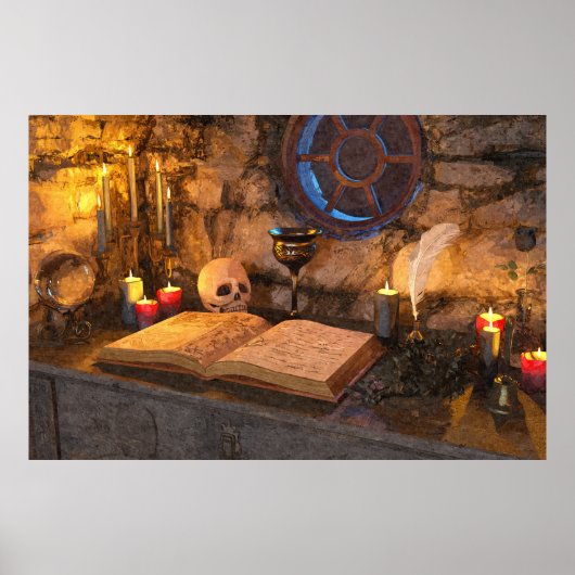 Poster Étude de sorcier de fantasy médiéval (Devant)