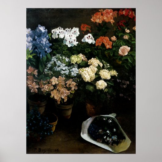 Poster Étude des fleurs par Frédéric Bazille (Devant)