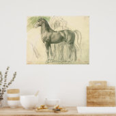Poster Étude d'un cheval avec des chiffres (Cuisine)