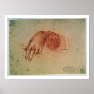 Poster Étude d'une main (craie rouge sur papier)