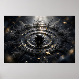 Poster Étude en Anneaux — Sphère de Verre Noir, Feuille d