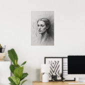 Poster Étude introspective : Portrait au graphite (Bureau à domicile)