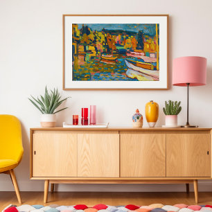Poster Étude pour Paysage d'automne avec bateaux Kandin