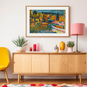 Poster Étude pour paysage d'automne avec bateaux | Kandin