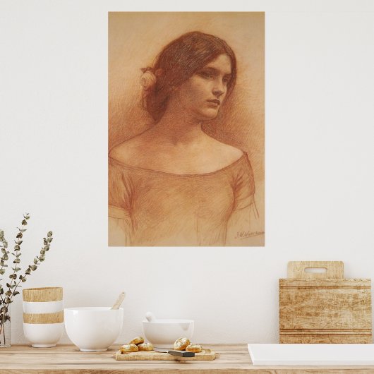 Poster Étude pour 'The Lady Clare' par J W Waterhouse c19 (Cuisine)