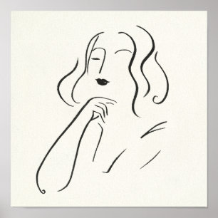 Poster Étude simple - croquis d'une femme