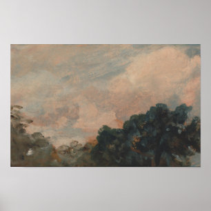 Poster Étude sur le nuage avec les arbres - John Constabl