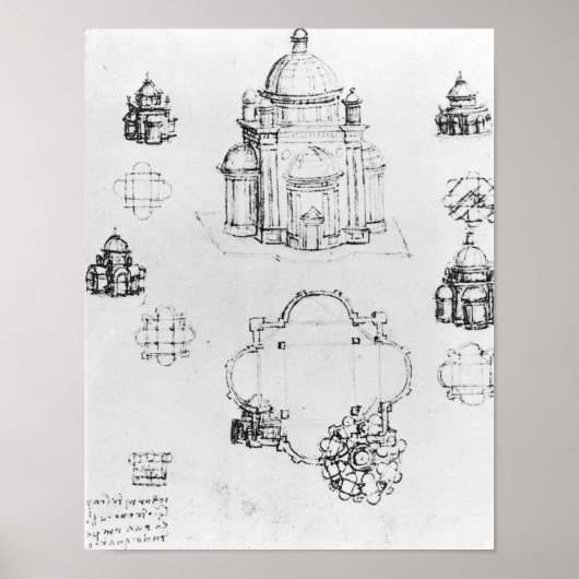 Poster Études pour la construction d'un plan centralisé (Devant)