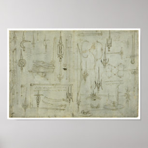 Poster Études sur les armes, Léonard de Vinci