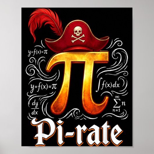 Poster Étudiant en sciences pirate Prof de maths Drôle Pi (Devant)