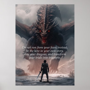 Poster Étudier vos dragons - Motivation du succès