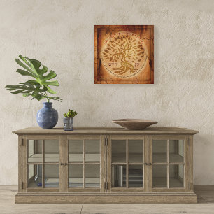 Poster Etz Chayim - Arbre de vie sur effet du bois