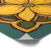 Poster Eubalaena glacialis Et Fleurs Jaunes De Jasmin (Coin)