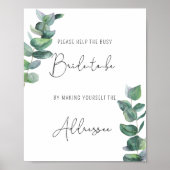 Poster Eucalyptus - Aidez la mariée occupée Adresse Poste (Devant)