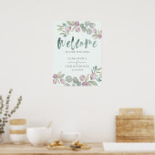Poster Eucalyptus Aquarelle Bienvenue à notre Mariage (Cuisine)