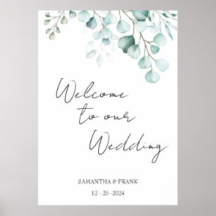 Poster Eucalyptus Bienvenue à notre mariage