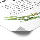 Poster Eucalyptus Botanique Baby shower Pensées de couche (Coin)