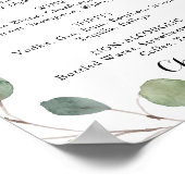 Poster Eucalyptus Calligraphy Mariage Boissons Menu Signe (Coin)