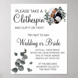 Poster Eucalyptus Clothespin signe de la douche nuptiale
