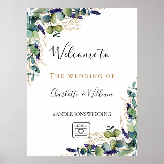 Poster Eucalyptus de mariage verdure instagram bienvenue (Devant)