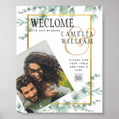 Poster Eucalyptus Feuille MARIAGE vert OR QR CODE (Devant)