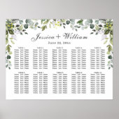 Poster Eucalyptus Floral 10 Tables Mariage CHART DE SIÈGE (Devant)