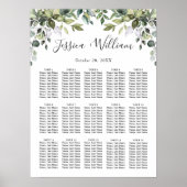 Poster Eucalyptus Floral 15 Tables Mariage CHART DE SIÈGE (Devant)