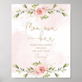 Poster Eucalyptus floral rose pâle bar Mom-osa (Devant)