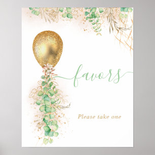 Poster Eucalyptus Foliage Garland Gold Balloon Faveurs