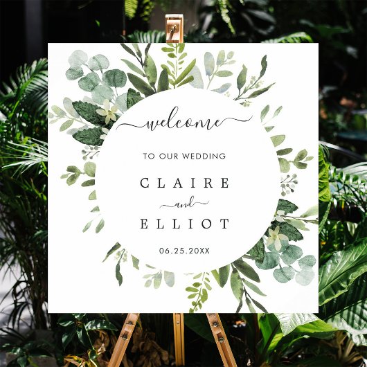 Poster Eucalyptus Folicle Circle Mariage de cadre Bienven